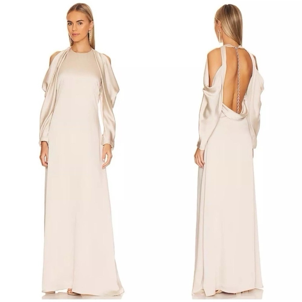 Jonathan Simkhai Caitlyn Champagne Satin Open-Back Gown NWT Women’s 4 – Bridal